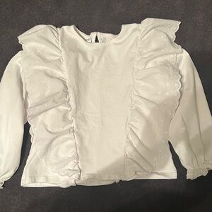 Zara Kids White Ruffle Blouse